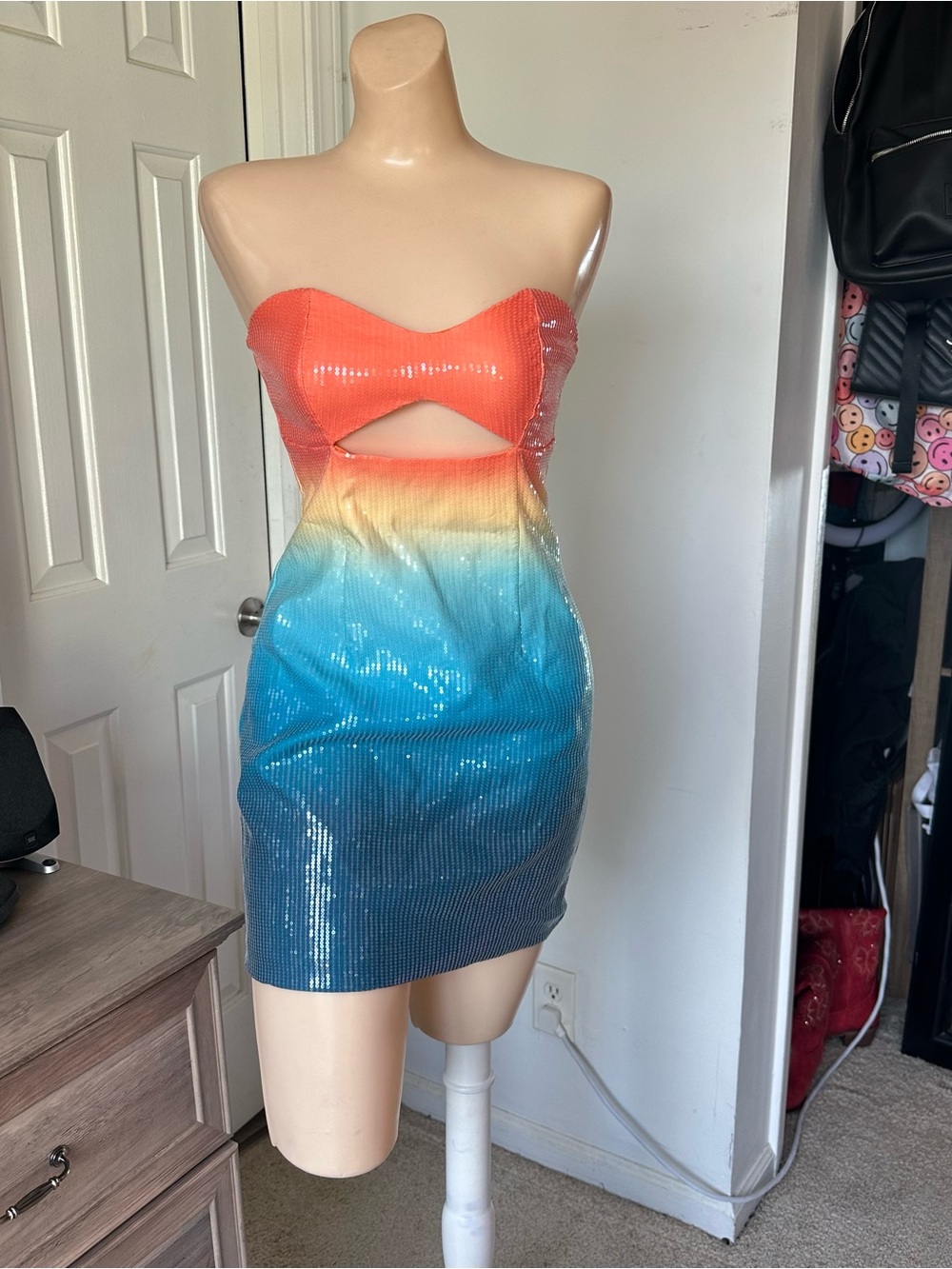 Runaway The Label Stellar Mini Dress in Orange Blue Ombre - Picture 4 of 12
